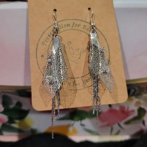 Retro 70s inspired silver dangle earrings